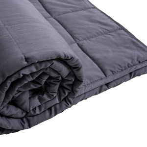 Couverture lestée gris foncé 15 lb, garnie de billes de verre, pour le sommeil et le soulagement du stress - Product Image 3