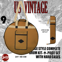 Beatello 9-Piece Professional Drum Bag Portability Protection and Efficient Storage Slub Cotton Fabric American Retro Style