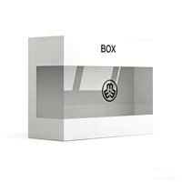 Boîte de présentation portable en carton blanc avec fenêtre transparente et doublure en PVC pour la visibilité des produits, impression de logo personnalisée disponible, gaufrage possible