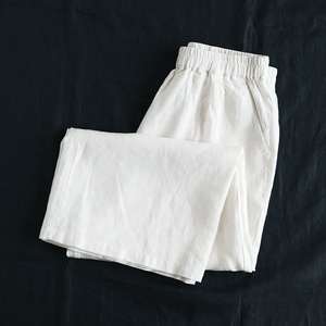 Pantalons pour femmes personnalisés en gros <span class=keywords><strong>Pantalon</strong></span> décontracté en coton chanvre <span class=keywords><strong>noir</strong></span> de petite <span class=keywords><strong>taille</strong></span> haute de <span class=keywords><strong>grande</strong></span> <span class=keywords><strong>taille</strong></span> à jambes larges - Product Image 6