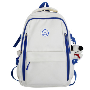 Japanese Style <b>Backpack</b> For Girls 15 Inches <b>Large</b> Capacity <b>School</b> Education White Red Color Blocking Solid Pattern - Product Image 5