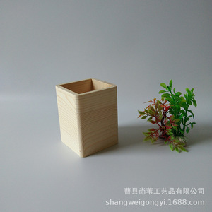 Solid Wood <b>Pen</b> Holder Square 8x8x10.5 Cm Desktop Storage <b>Box</b> For Office Gift Custom Logo - Product Image 1