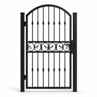 Puerta Peatonal de Hierro Forjado a Mano de Lujo LINCAI |   Puerta de Entrada Arqueada con Decoración de Voladizas para Jardín de Villa |   Resistente al Óxido