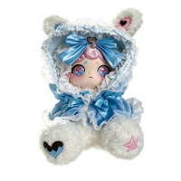 Prêt à être expédié maintenant : Peluche Ours Lolita Mengqi Bleu & Blanc, Adorable Poupée en Peluche avec Nœud et Dentelle pour Collectionneurs