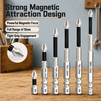 LJ-01-08 Lot de 6 embouts de tournevis PH2 antidérapants K5, 25-150mm, en acier S2, à double rainure, pour perceuse à percussion, vente en gros