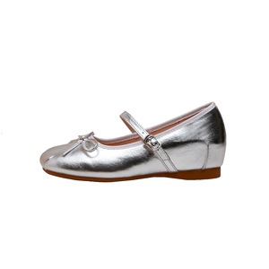 Chaussures Mary Jane compensées discrètes de 5 cm pour femme, nouvelle collection été, ballerines à nœud à bout peu profond, style français élégant, décontractées pour le quotidien - Product Image 4