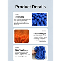 Gant de lavage de voiture en chenille double face, doux, absorbant, sans peluches, sans rayures, pour le detailing automobile et l'entretien des véhicules