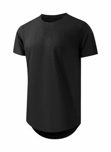 Venta al Por Mayor <span class=keywords><strong>Camiseta</strong></span> Básica Personalizada en Blanco para Hombre Estilo Hip Hop Extra <span class=keywords><strong>Larga</strong></span> Camisetas Masculinas Longline Hipster con Línea Reflectante y Bajo Festoneado - Product Image 5