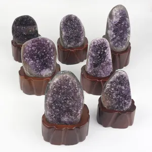 Wholesale high quality small household items natural amethyst amethyst hole for feng shui ornaments
