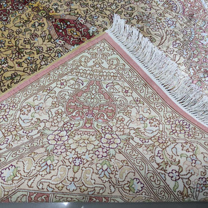 4X6 Vàng Vàng Đỏ Truyền Thống Tay Lụa Thắt Nút Thủ Công Ba Tư Thảm Để Bán Qum Isfahan Thiết Kế - Product Image 6