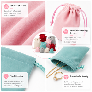 Velvet Drawstring Jewelry Pouches Multiple Sizes Custom Logo For Moissanite Watch Jewelry Eyewear Accessories Packaging - Product Image 4