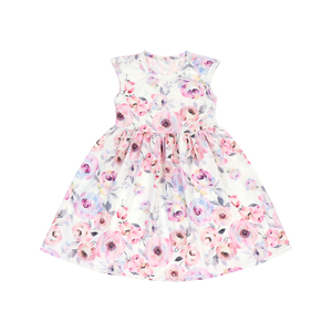 Vestido Casual sin Mangas para Niñas, Modelo BQA-188, 95% Poliéster, 5% Elastano, Color Rosa Floral, Estilo Línea A, Elástico - Product Image 3