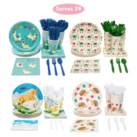 Ensemble de vaisselle jetable en papier pour 24 invités, tous motifs, pour événements, anniversaires, fêtes d'enfants, imprimé offset