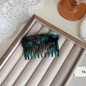 Peigne en résine vintage à imprimé léopard, style élégant, fait main, orné de strass, mini et compact, inspiré du design japonais et coréen - Product Image 5