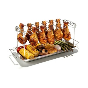 Soporte portátil de acero inoxidable para patas de pollo, para asar al aire libre, herramienta para asador de barbacoa y ahumador, hecho a máquina, para carbón, fácil de limpiar - Product Image 1