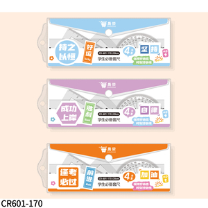 Juego de reglas de marca de diseño personalizado 601-165 para estudiantes, juego de cuatro piezas, regla recta transparente de 20cm, transportador de regla <span class=keywords><strong>triangular</strong></span> - Product Image 6