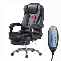 Chaise de bureau ergonomique pivotante et inclinable en cuir PU, confortable, avec dossier haut et fonction massage