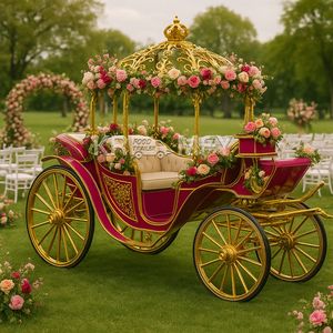 Carruaje Eléctrico de Princesa Cenicienta de Buena Calidad, Diseño Negro, Carroza de Caballos para Fotos en Parques, en Venta - Product Image 3