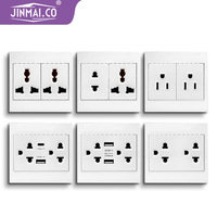 Interrupteur mural USB Type-C multifonction universel, 2 prises, norme thaïlandaise et américaine, courant nominal 10A, 1 port USB-A, 1 port USB-C, matériau ignifuge IP45