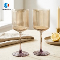 Verres à vin rouge en cristal côtelé violet vintage personnalisés Samyo en gros pour mariage, bar et service quotidien