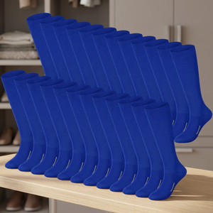Calcetines hasta la Rodilla, Color Azul Sólido, Transpirables, Tejidos, Estilo Regular, para Uso Diario en Adultos - Product Image 2