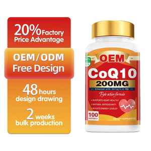 Complément alimentaire OEM CoQ10 200MG en capsules molles pour adultes, soutenant la fonction cardiaque et la production d'énergie cellulaire, naturel - Product Image 1