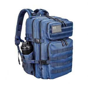 Mochila Táctica Azul de 45L, Mochila Grande para Exteriores con Sistema MOLLE para Hombre y Mujer, Diseño Geométrico de Moda - Product Image 1