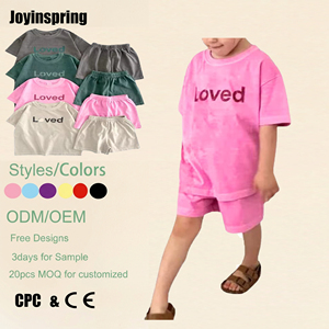 Ensemble de vêtements d'été surdimensionnés personnalisés pour enfants, style coréen uni avec inscriptions, tenues de sport pour filles de <span class=keywords><strong>12</strong></span> <span class=keywords><strong>ans</strong></span> - Product Image 1