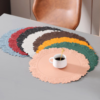 Sous-verres ronds en cuir PVC de 15 pouces, résistants à l'eau et à la chaleur, antidérapants, lavables, anti-taches, pour la table ou le bureau