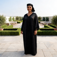 Abaya Wanita Muslim Mewah Anti-Kerut Lengan Panjang Poliester MOQ Rendah 2026, Gaun Pesta Malam Afrika Maroko Boubou
