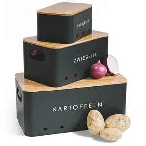 Rectangle Metal Potatoes Onion Kitchen Storage Box Garlic Container Jar kitchen 3 piece garlic potato onion keeper