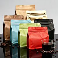 Sachet à café à fond plat avec cordon et fermeture éclair refermable, sac de qualité alimentaire pour café de spécialité