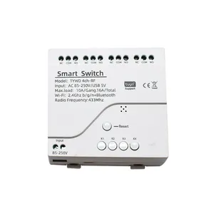 Interruptor de controle remoto inteligente rf, interruptor de luz 4ch 85-250v 220v ac wifi tuya, controle remoto de 433, auto-travamento, intertravamento 10a