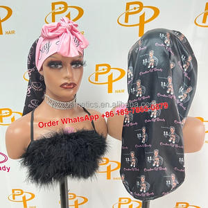 Bonnet réversible en Satin pour femmes, accessoire de coiffure, avec logo, Double couche réglable, cordon de serrage, soie, lot de 18 pièces - Product Image 1