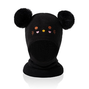 Chapeau bébé en <span class=keywords><strong>tricot</strong></span> chaud à motif de <span class=keywords><strong>chat</strong></span> brodé pour enfants, pour l'automne et l'hiver, bébés, enfants, enfants, mode chaude, <span class=keywords><strong>bonnet</strong></span> - Product Image 4