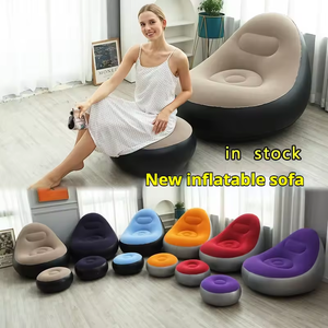 Fauteuil gonflable en peluche combiné, confortable et pliable, avec repose-pieds, pour les loisirs en extérieur, canapé paresseux - Product Image 2