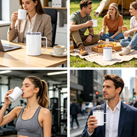 Gobelet isotherme en acier inoxydable de 30 oz, design classique, pour sublimation, avec couvercles à paille – Vente en gros