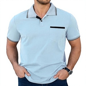 Polo à manches courtes pour homme, décontracté, en coton, avec poche - Product Image 1