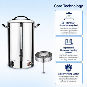 Hervidor Eléctrico Inalámbrico Comercial con Aislamiento Térmico de Acero Inoxidable, Capacidad de 30L, Protección Contra Ebullición en Seco y Apagado Automático - Product Image 4