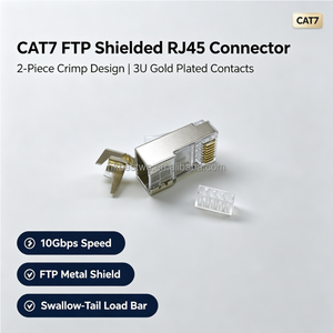 Connecteur RJ45 blindé FTP CAT7 plaqué or 3U 8P8C avec barre de charge en queue d'aronde, plateau blister de 100 pièces pour CAT7 CAT6A - Product Image 4