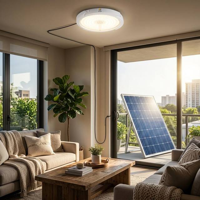 Smart Solar ABS Ceiling Lamp Indoor Outdoor-IP65 Waterproof LED with Remote Control 5-Year Warranty for Balcony & Garage