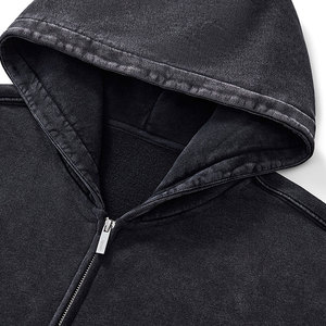 Vente en gros de sweat-shirts à capuche surdimensionnés de qualité supérieure avec broderie personnalisée, lavage à l'acide, dégradé rétro, fermeture éclair - Product Image 6