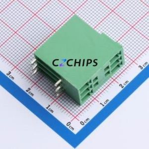 A381RH-3P0G36 Plug-in Terminal Block Bent Lead Through Hole,P=3.81mm Connector 2x3P 3.81mm Green 6P - Product Image 1