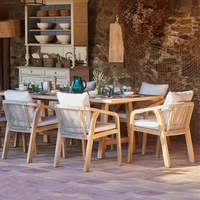Ensemble de table et de chaises de salle à manger en teck massif, meubles de jardin et de terrasse pour restaurant, hôtel