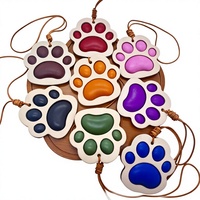 Breloque pour rétroviseur de voiture en cuir de vachette tanné végétal, motif patte de chat mignon de dessin animé, pendentif de sac en cuir véritable, porte-clés