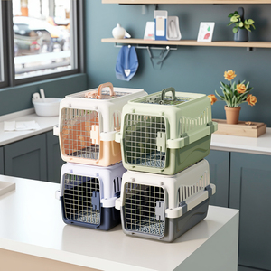 Colorful Solid <strong>Plastic</strong> Classic Airline <strong>Pet</strong> Carrier Breathable Small Animal <strong>Transport</strong> <strong>Cage</strong> for Dogs Cats Birds Outdoor Carry - Product Image 1
