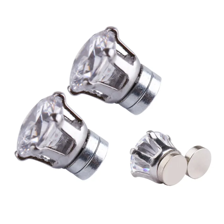 Cubic Zirconia for men women stud diamond Magnetic earrings