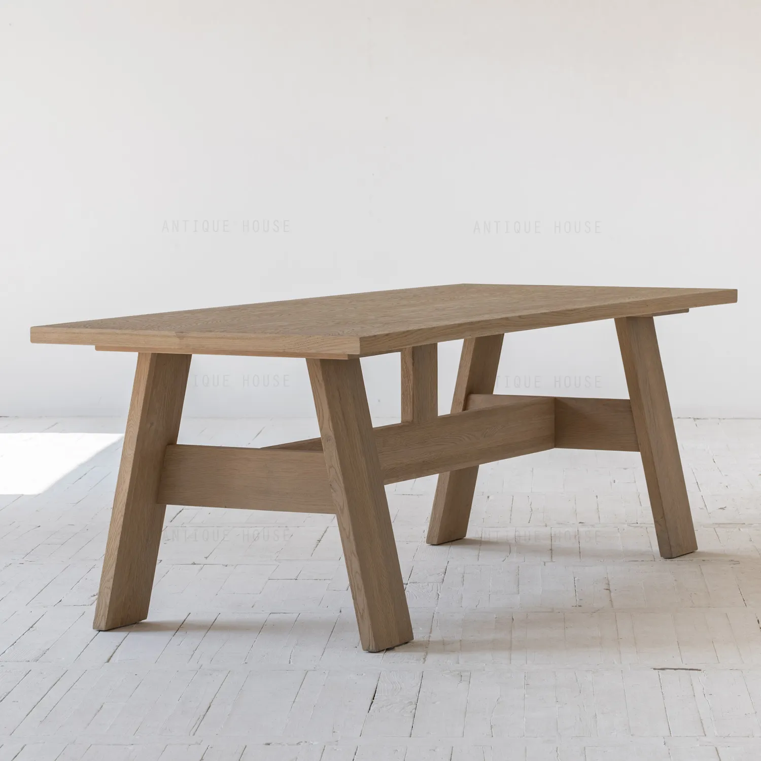 Casa de campo retro francesa minimalista rústica natural clásica gran madera de roble mesa de comedor de madera de 10 plazas