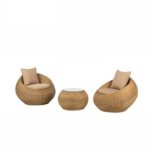 Custom Round Egg Shape PE Rattan Outdoor Sofa Set <b>Wicker</b> Patio Conversation Furniture Set with Cushion & Glass Top <b>Coffee</b> <b>Table</b> - Product Image 3
