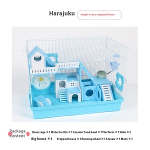 Cage de <span class=keywords><strong>Hamster</strong></span> Harajuku en Métal Acrylique à Double Couche avec Nid d'Ours Doré Fermeture à Bouton à Motif Solide, Livraison Gratuite - Product Image 2